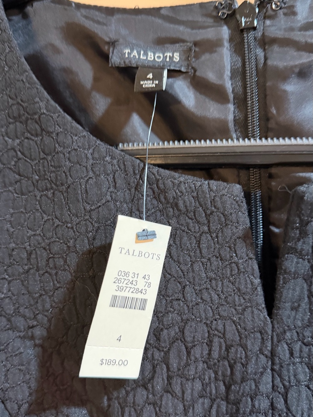 Talbots Black Textured Short-Sleeve Midi Sheath Dress NWT - Picture 2 of 6